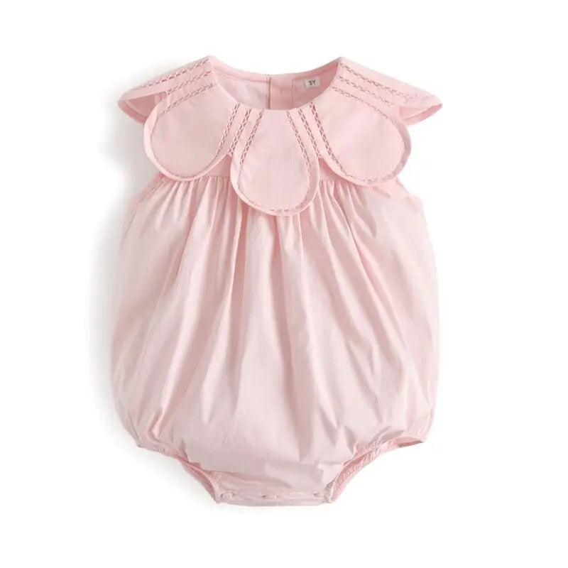 Vestido fruncido estilo real para niñas, bonito vestido con cuello de muñeca, Bombacho para bebé niña, cuello bordado, ropa para hermanas
