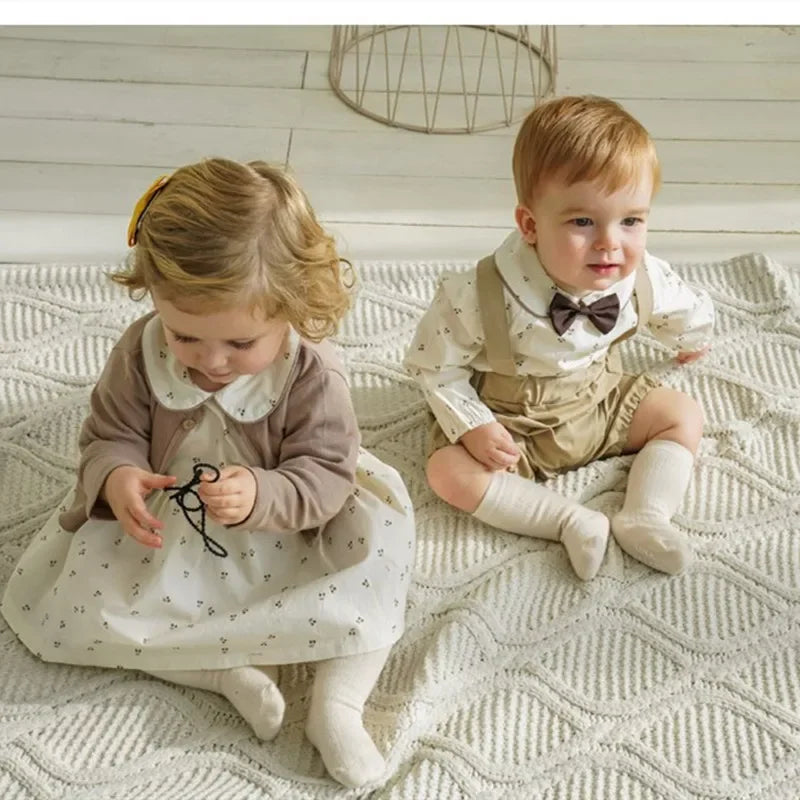 Trajes a juego para hermanos y hermanas, bombacho y vestido manga larga, moda española para bebés y niños pequeños, otoño, invierno y primavera