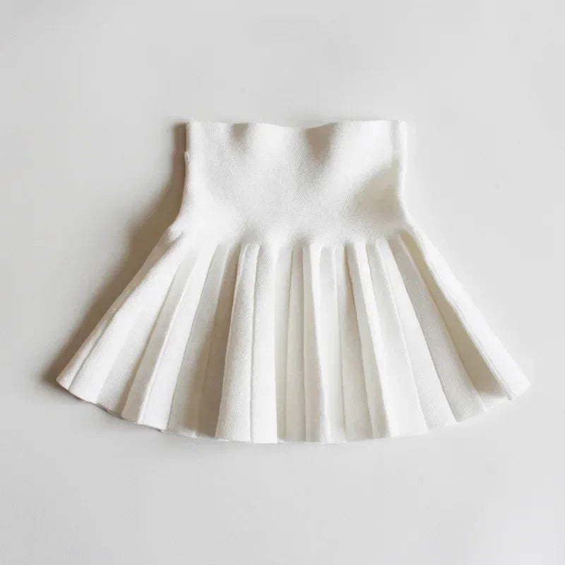 Falda de punto para niñas, Falda plisada escolar de cintura alta para chica adolescente, Otoño e Invierno