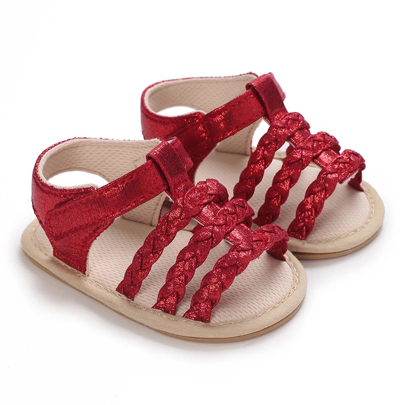 ROJOS!!!! Sandalias de verano para bebé niña, zapatos de bebé de rojo para fiestas, suelas de goma suave, zapatos cómodos e informales de los Primeros pasos para bebé