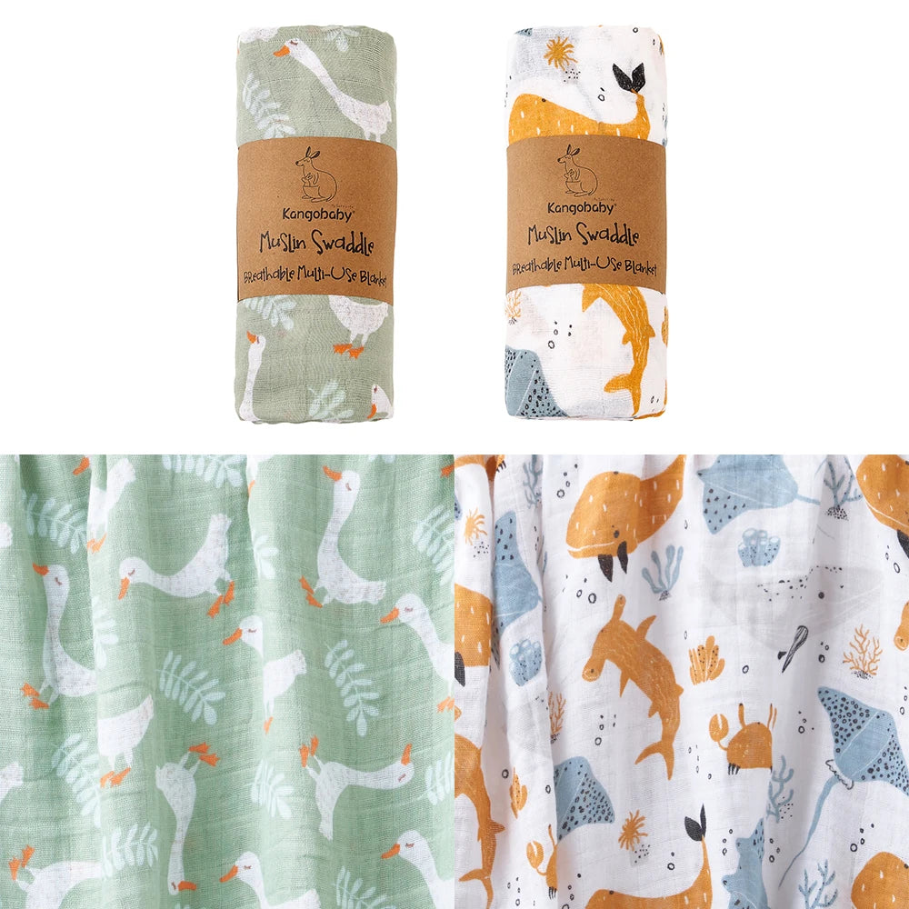 Conjunto de 2 uds. de mantas de muselina para bebé 100% algodón, Toalla de baño para recién nacido, envoltura swaddle