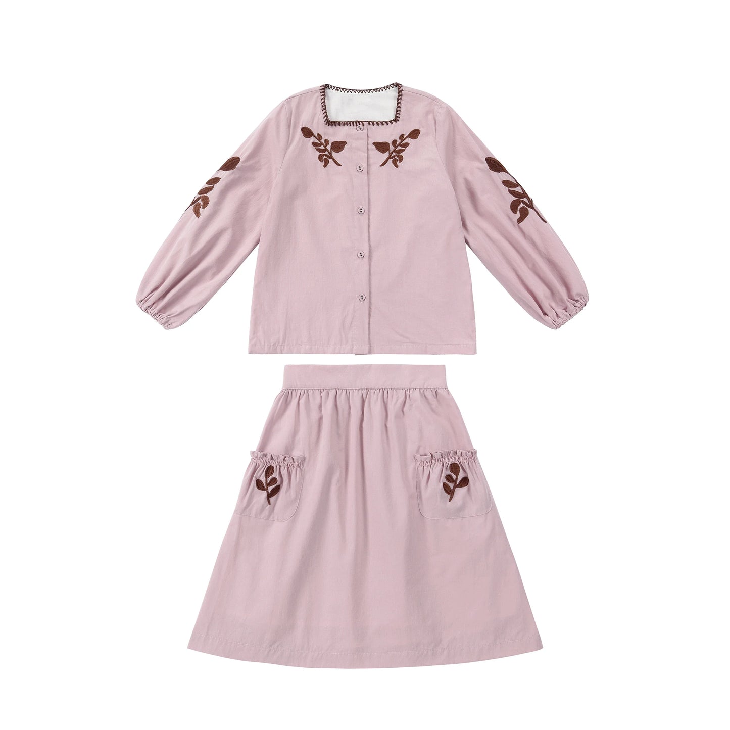 Colección Rosa Chocolate Primavera Verano para niños y adolescentes, hermanos, Vestidos Bordados, Conjunto Familiar de Ropa a Juego, Camisa Pantalones Cortos