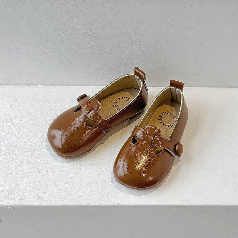 Zapatos planos informales para niñas pequeñas, de piel sintética suave, estilo Mary Jane, con tiras en T, estilo princesa, vintage