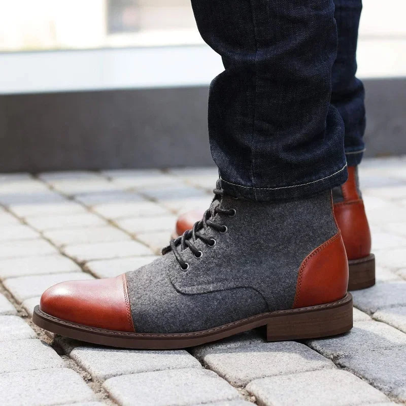 Winter Boots Men's Ankle Boots Warm Leather Casual High Top Men's Sneakers Fashion Plush Warm Thick Sole Ankle Boots