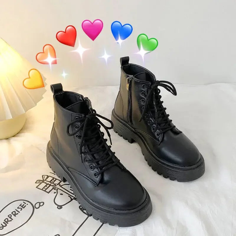 Botines negro con cordones para chica adolescente y mujer, botines para niño y chico adolescente, estilo Oxford de uso versátil y ondero
