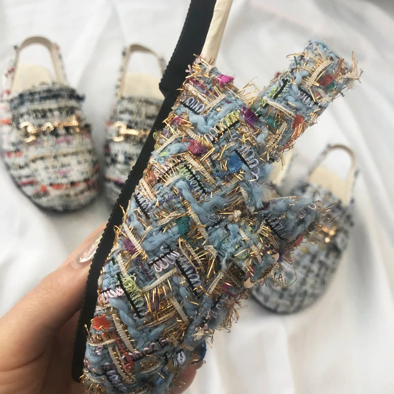 Summer Kids Shoes Children Outdoor Slides Baby Girls Blue Slippers Toddler Bling Brand Flats Princess Slides Slip On Shoes New