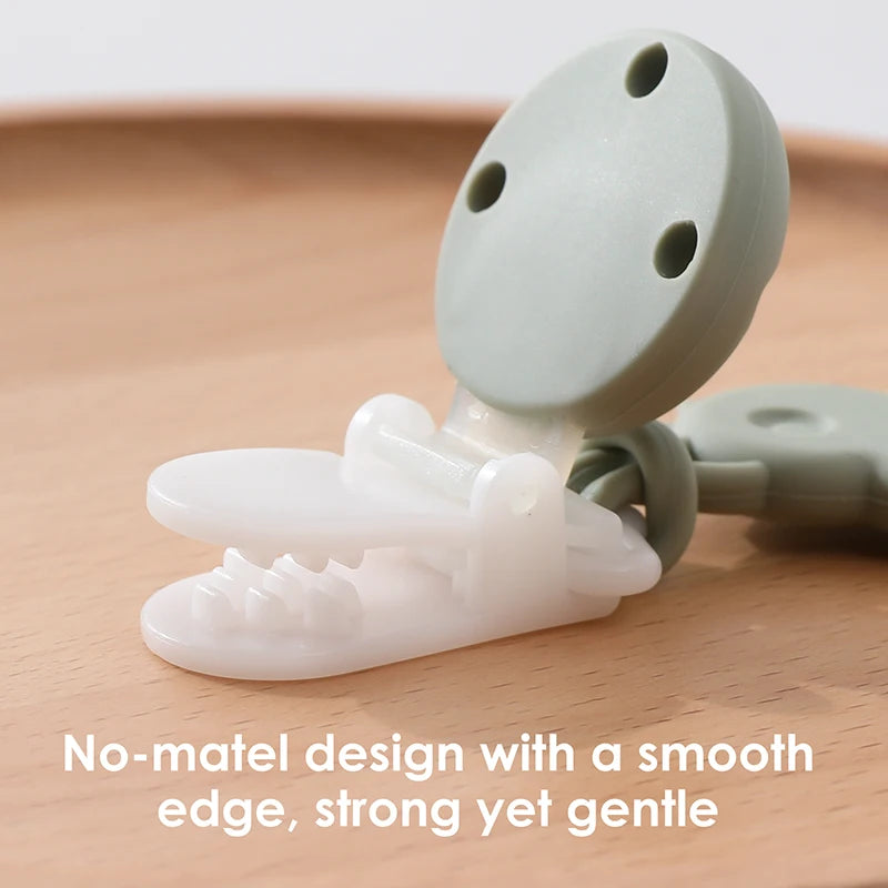 Clips para chupete de silicona, soporte para chupete de diseño de una sola pieza sin BPA para bebé