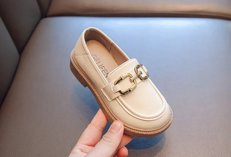 Children Girls Leather Shoes New Spring and Autumn Simple Slip-on Round-toe School Shoes Loafers Flats Moccasins Classic Formal