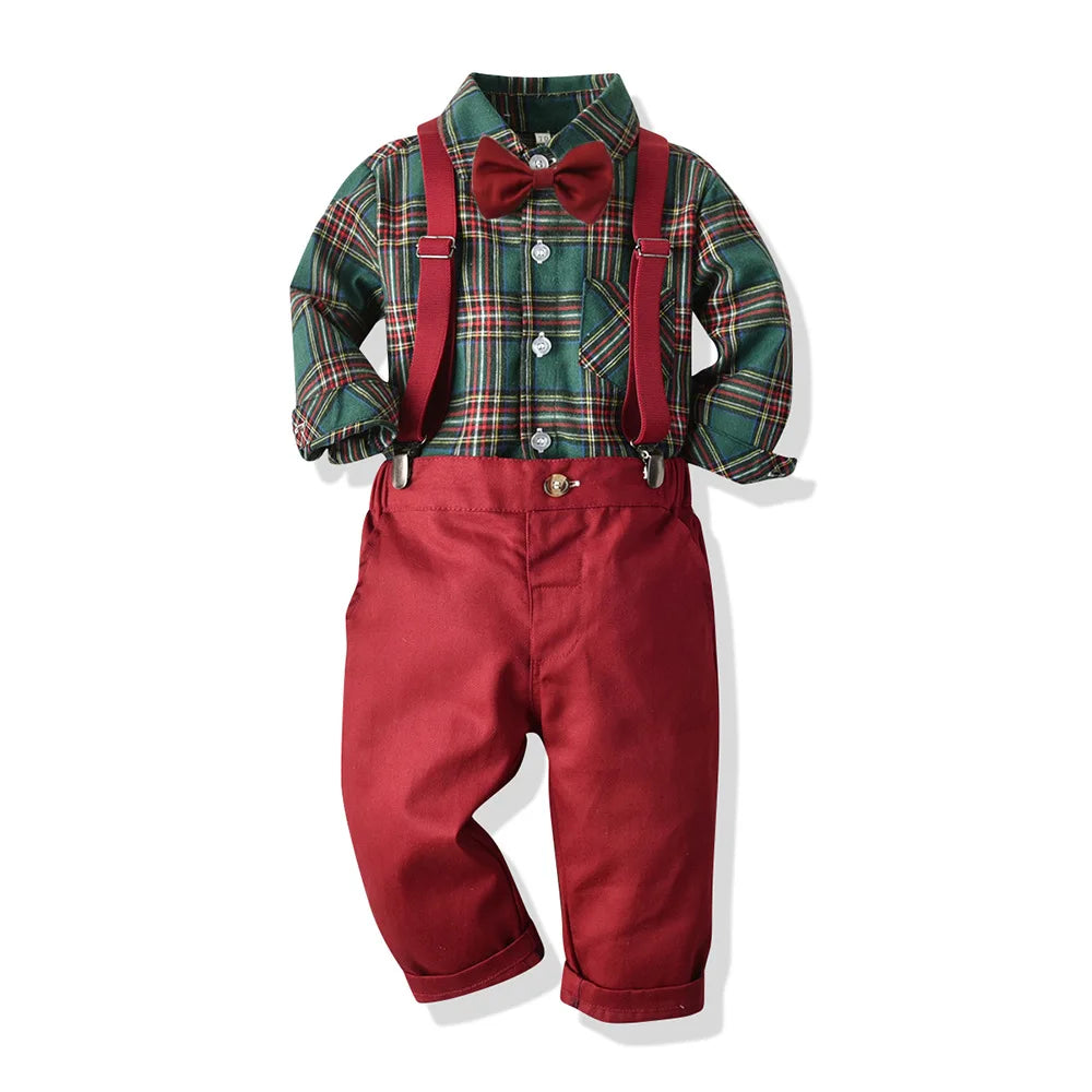 Conjunto semi formal para bebés, niños y chicos adolescentes, camisa de manga larga vintage con tirantes, traje de vestir de caballero cool niños, para primavera y otoño