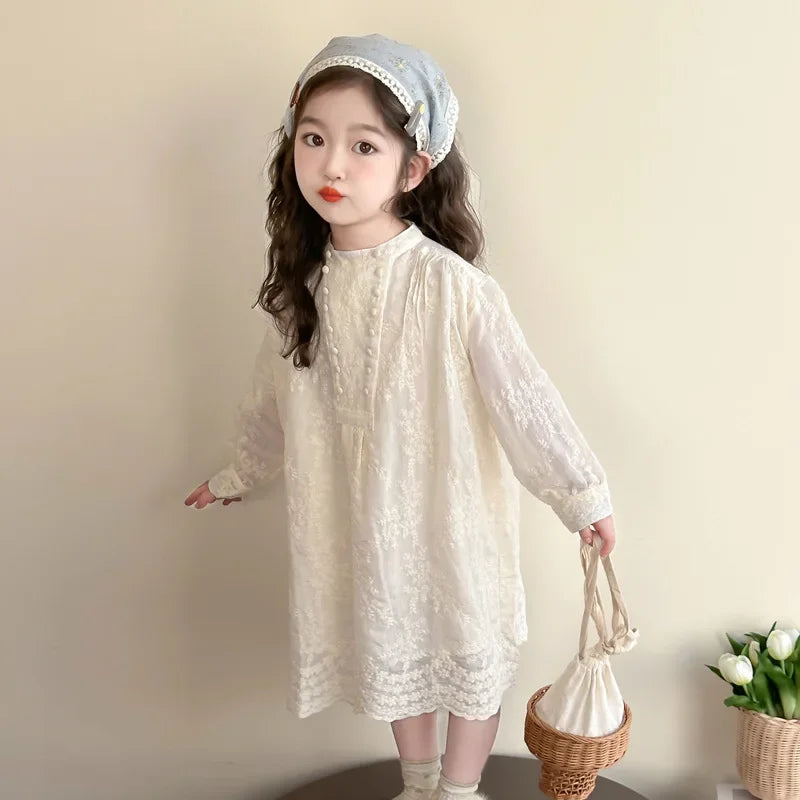 Vestido bordado para niña, de primavera y otoño,  vestido de princesa de fiesta para niña