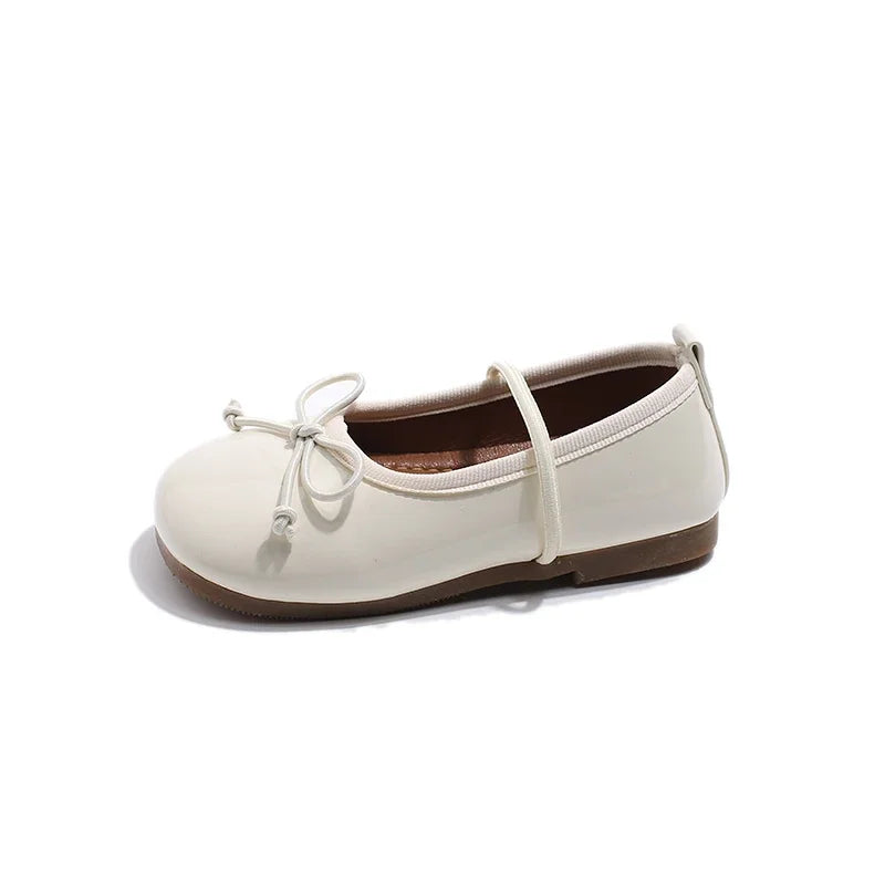 Round Toe Patent Leather Ballet Flats For Baby Girl Classic Bowknot Elastic Band Ballerina Shoes Toddler Kid Soft  Dress Zapatos