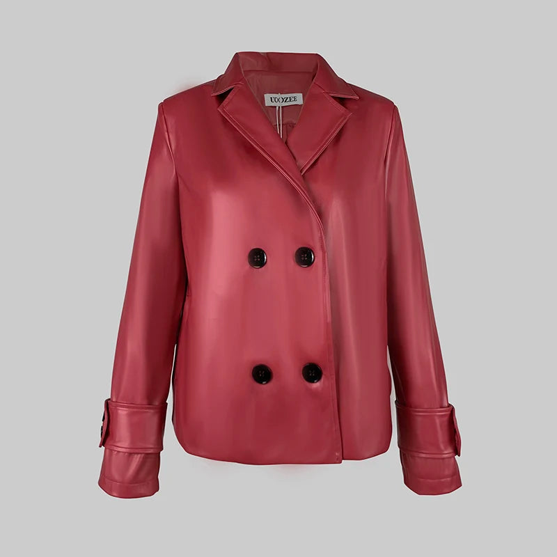 Modigirl Autumn Winter Green Faux Læder Jakker Kvinder 2024 Ny Langærmet Outwear Kort PU Læder Frakker Kvinde Outwear