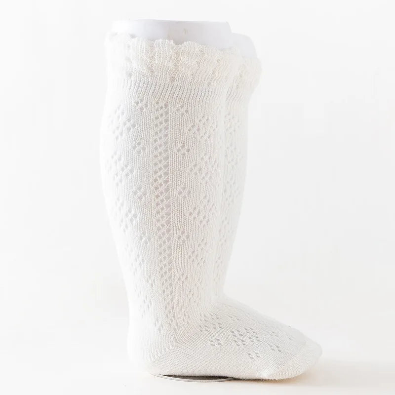 Calcetines finos de estilo español, calcetines calados de verano para niñas, calcetines largos de princesa de algodón de malla transpirable