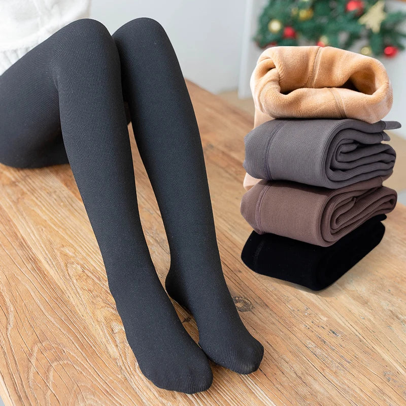 winter plus velvet thickening warmth cotton pantyhose stripes children stockings Polar Fleece Lining leggings for baby kids girl