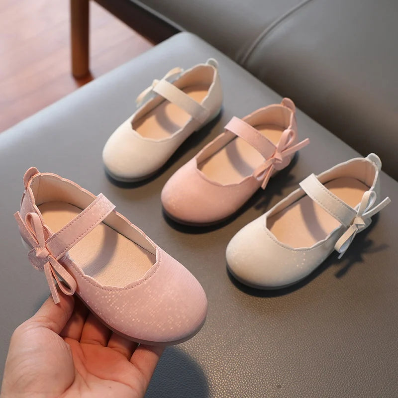 Zapatos tipo cuero para niñas, tipo princesa, para fiestas de bodas, antideslizantes con suela suave