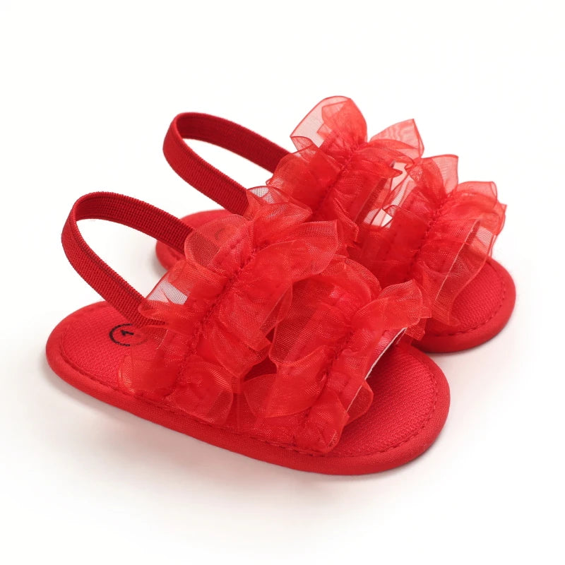 ROJOS!!!! Sandalias de verano para bebé niña, zapatos de bebé de rojo para fiestas, suelas de goma suave, zapatos cómodos e informales de los Primeros pasos para bebé