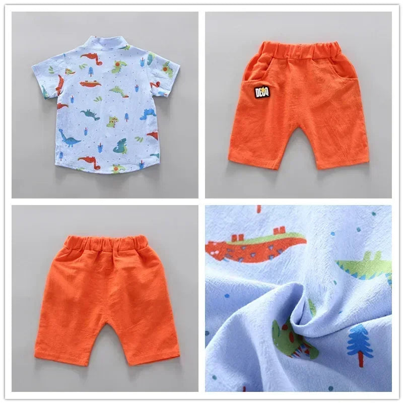 Ropa informal de verano, conjunto para bebé niño, top y pantalones cortos, 2 piezas, conjunto de ropa para bebé, ropa para niños