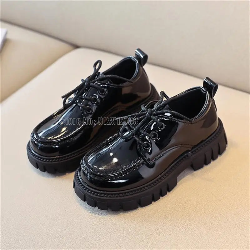 Girls Boys Leather Solid Black Kid Spring Autumn Baby Casual School Style Children Shoes