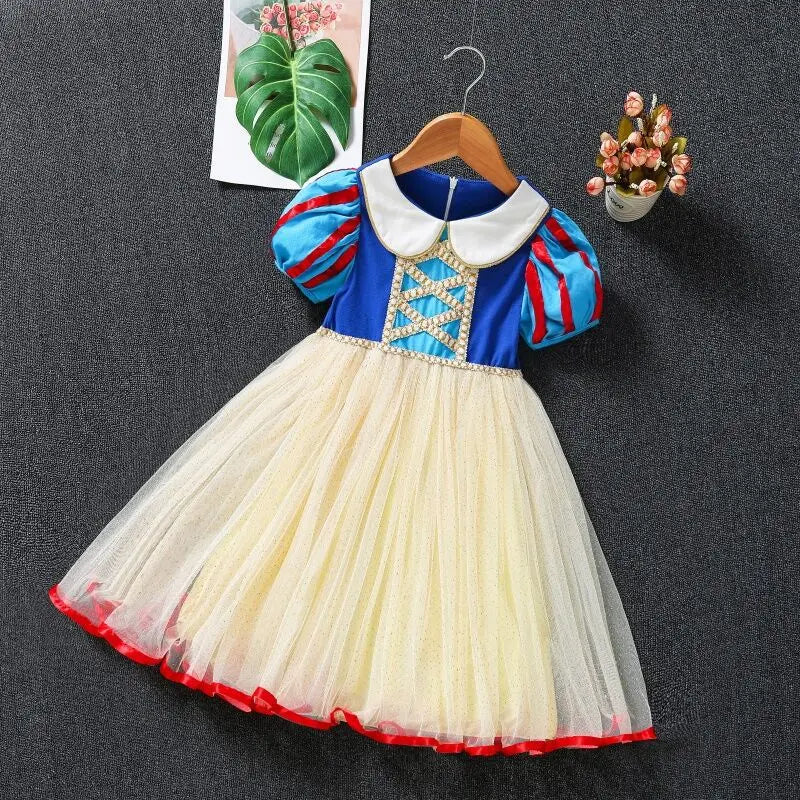 Vestido de Blancanieves para niña, de verano, manga corta, disfraz de Halloween para niñas de 2 a 8 años.