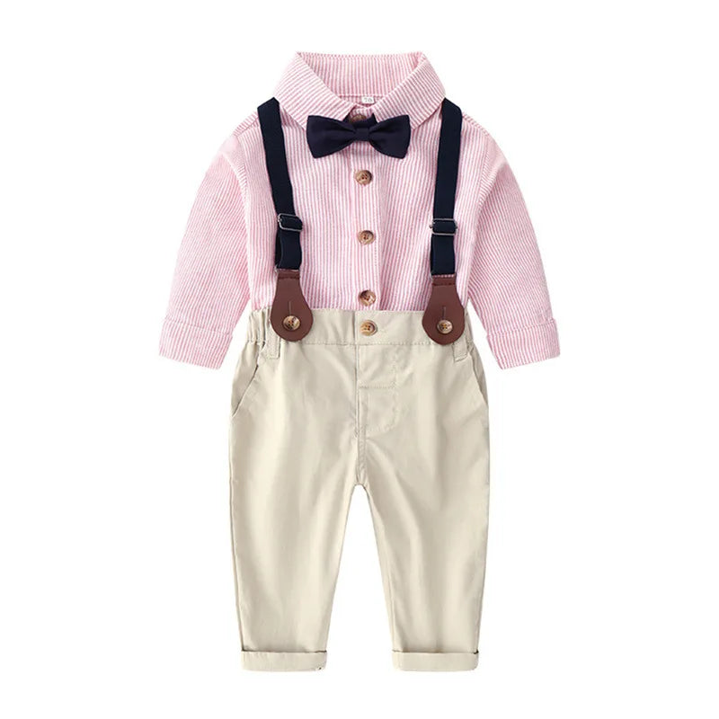 Conjunto semi formal para bebés, niños y chicos adolescentes, camisa de manga larga vintage con tirantes, traje de vestir de caballero cool niños, para primavera y otoño