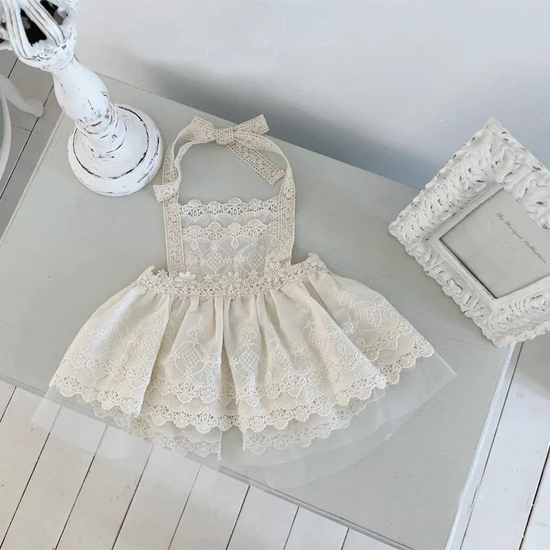 Vestido de encaje para bebé de estilo coreano, primavera y otoño, vestido de princesa para bebés.