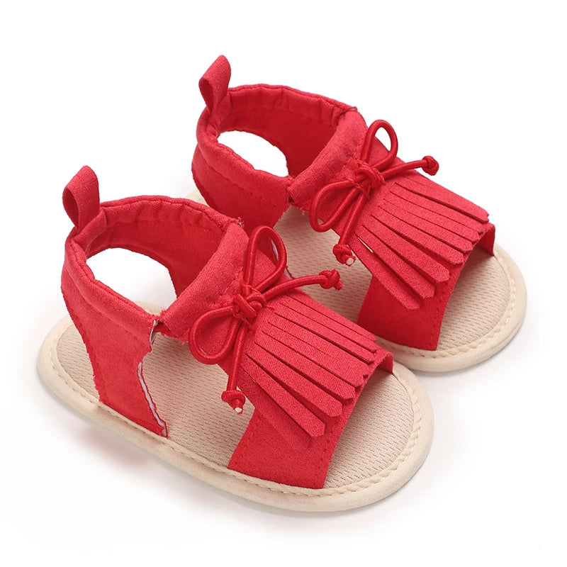 ROJOS!!!! Sandalias de verano para bebé niña, zapatos de bebé de rojo para fiestas, suelas de goma suave, zapatos cómodos e informales de los Primeros pasos para bebé