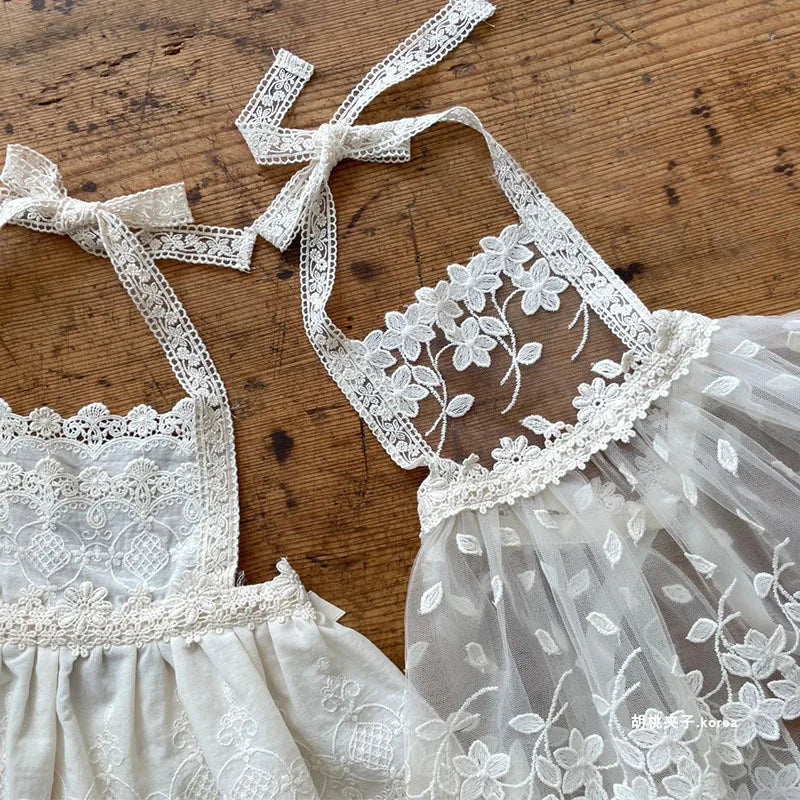 Vestido de encaje para bebé de estilo coreano, primavera y otoño, vestido de princesa para bebés.