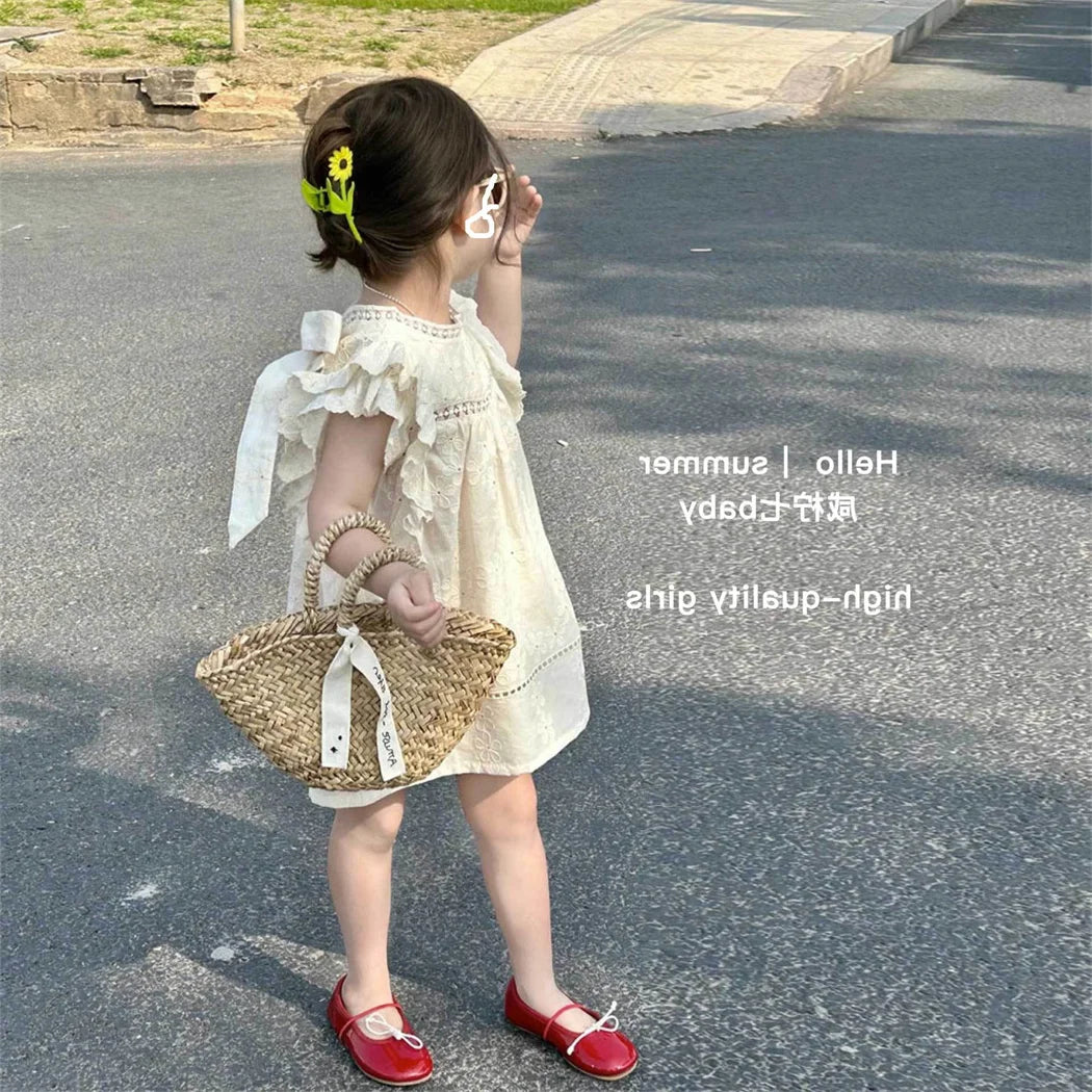 Elegante vestido de encaje de princesa para niñas, vestido de verano de algodón transpirable para niñaºs, vestido informal estilo bohemio para niñas pequeñas, disfraces para niños de 1 a 7 años