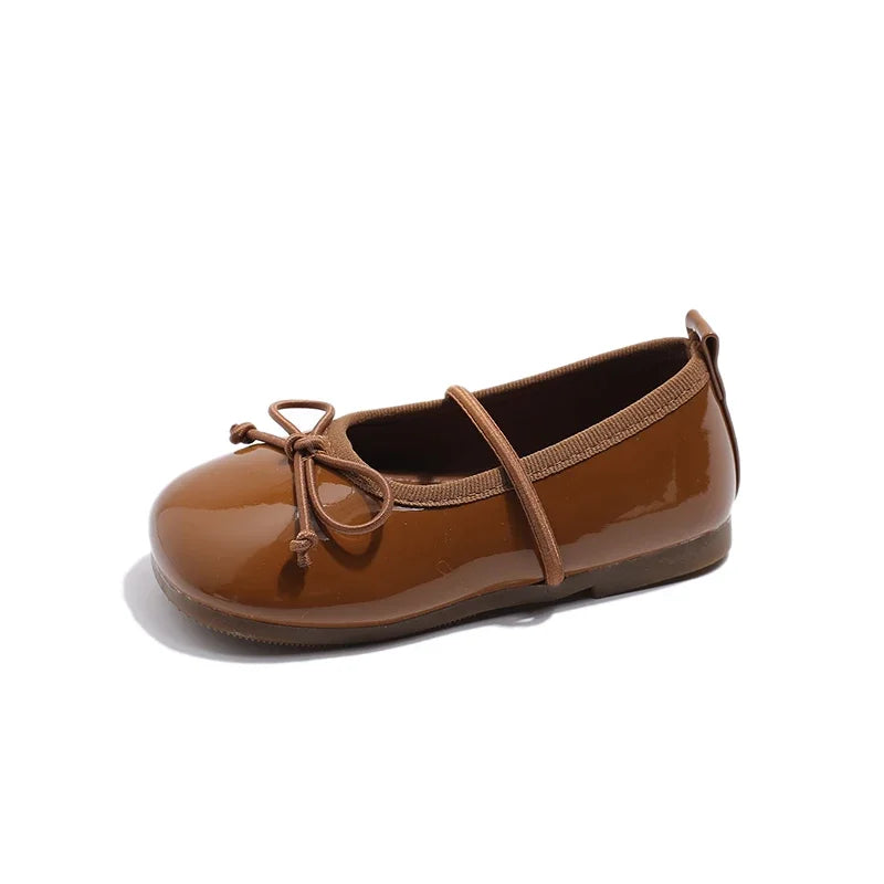 Round Toe Patent Leather Ballet Flats For Baby Girl Classic Bowknot Elastic Band Ballerina Shoes Toddler Kid Soft  Dress Zapatos