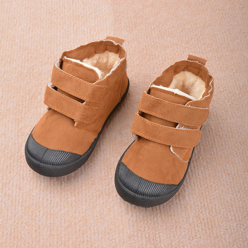 Zapatos para niños para exteriores, cálidos, cortos, botines de gamuza afelpada para invierno