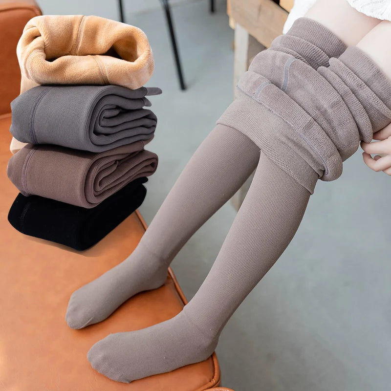 winter plus velvet thickening warmth cotton pantyhose stripes children stockings Polar Fleece Lining leggings for baby kids girl