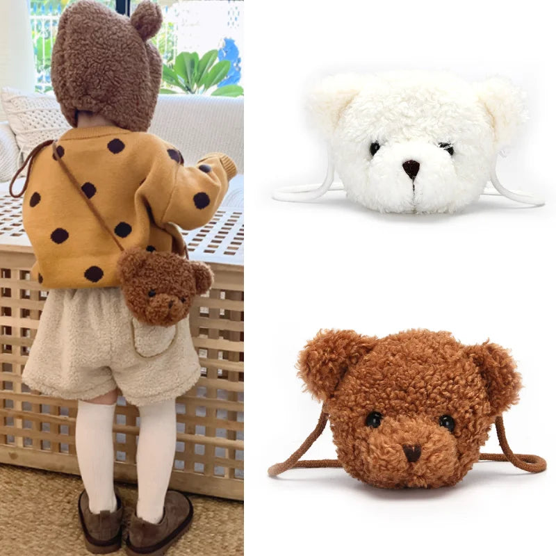 Suave y amoroso bolso de oso de peluche para niños y adolescentes, monederos de peluche kawaii