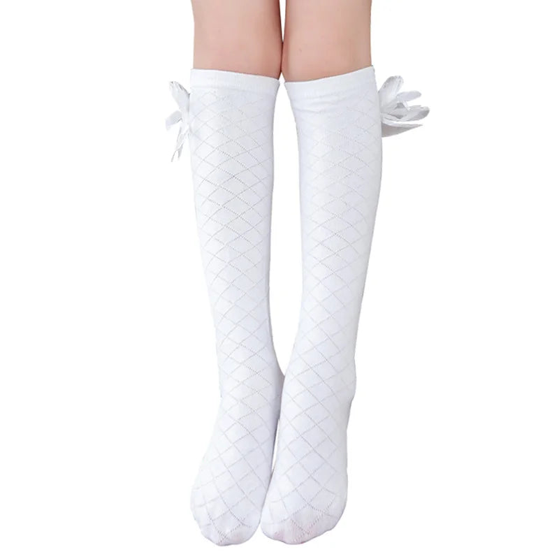 Calcetines hasta la rodilla para niñas, calcetines de Golf con lazo de algodón, calcetines largos de punto de tubo para bebés pequeños, princesas pequeñas, pantorrilla alta Popular