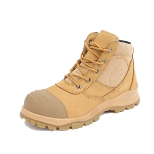 First Layer Cowhide Anti-smashing Anti-piercing Windproof Sand Belt Zipper Miners Labor Insurance Shoes Tooling Martin Boots, Cordero verde