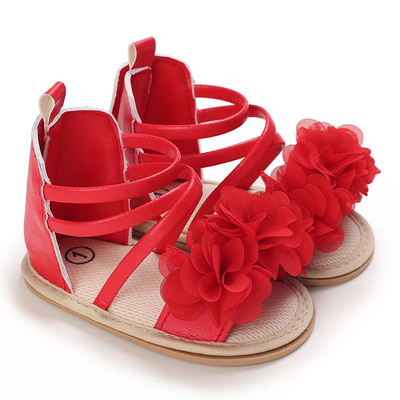 ROJOS!!!! Sandalias de verano para bebé niña, zapatos de bebé de rojo para fiestas, suelas de goma suave, zapatos cómodos e informales de los Primeros pasos para bebé