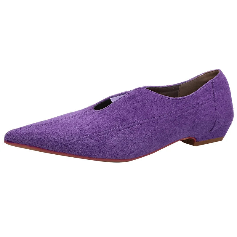 Zapatos planos de estilo coreano, puntiagudos y tacón cuadrado  para mujer