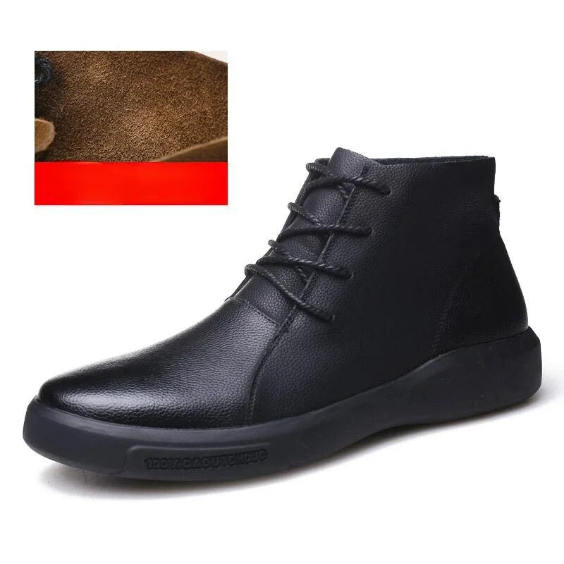 Genuine Leather Men Boots Retro Motorcycle Boots for Men Chelsea Boots Warm Men Ankle Boots Working Casual Boot Zapatos Hombre