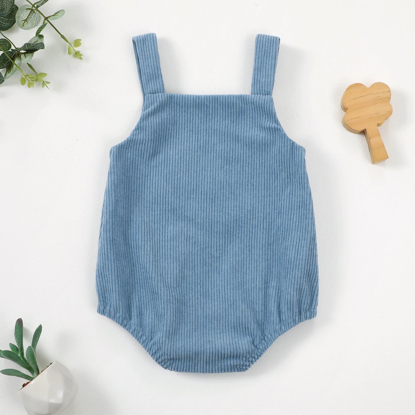 FOCUSNORM 0-18M Baby Piger Drenge Overalls Rompers Gyngehest broderi Ærmeløse fløjlsbukser til spædbørn