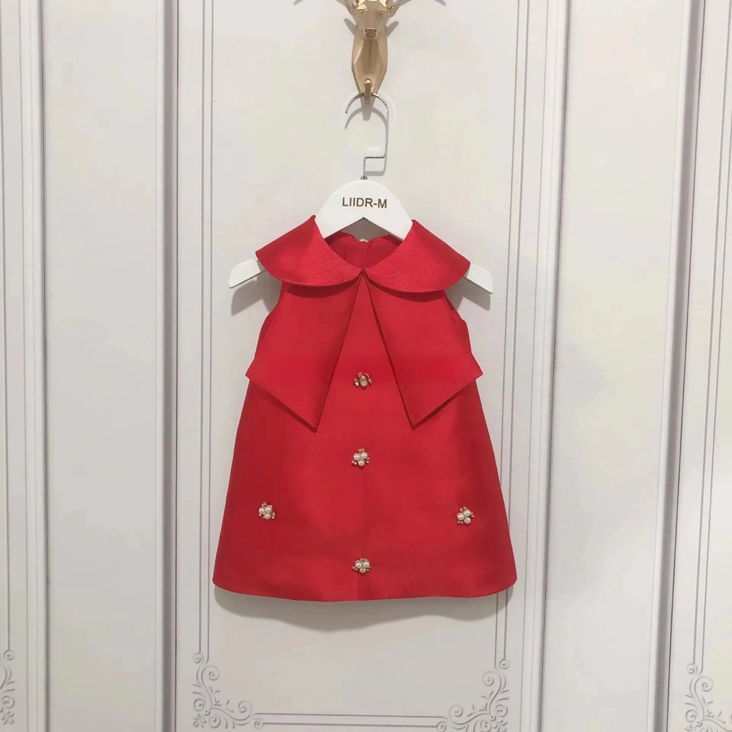 Vestido de fiesta para niña, con lazo y perlas, vestido de boda y bautizo para bebé niña y adolescente