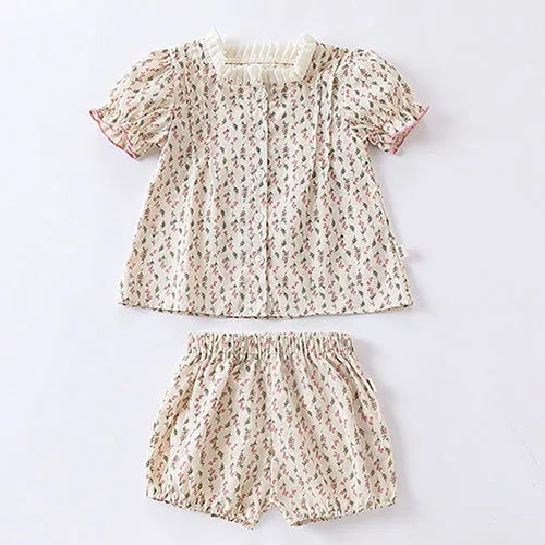 Hermosos y delicados, conjunto y enterito pastorales de verano para bebé, blusa y short estampados de algodón para bebé niña, bombacho para bebés