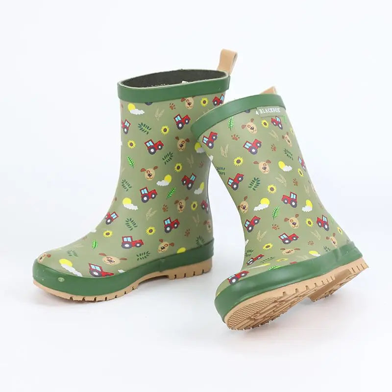 Botas de lluvia impermeables y antideslizantes de goma, planas para niños y niñas perfectas para jugar!!