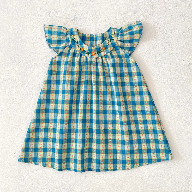Vestido de estilo coreano para niña, bombacho a cuadros de verano para niña, Ideal para hermanas