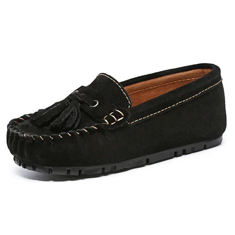 zapatos casuales mocasines unisex de cuero suave, para bebés, niños, niñas y adolescentes, sin cordones, para primavera