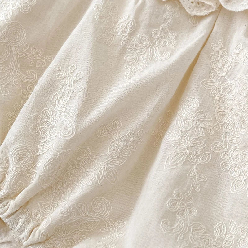 Outfit para hermanas, Bombacho de otoño para bebé con cuello de broderie, Bombacho y vestido de bautizo para bebé niña, vestido para niña