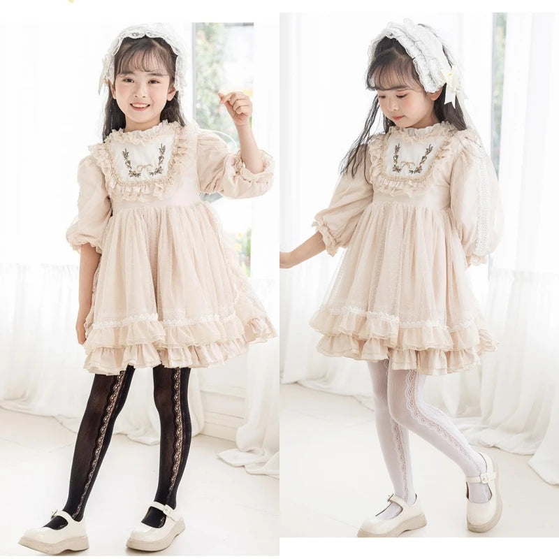 Medias finas y transpirables para niña, con calado al costado, pantimedias de malla de princesa