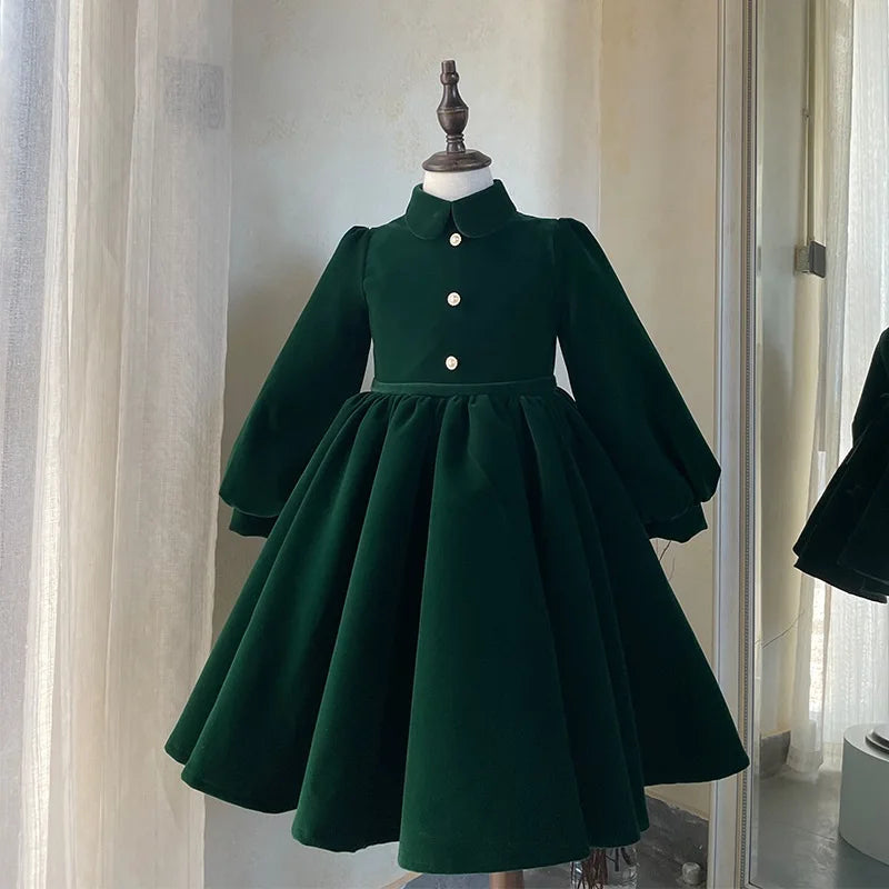 Precioso vestido de princesa de manga larga para niña, outfit Vintage para fiesta de cumpleaños y Navidad para bebé niña y adolescente