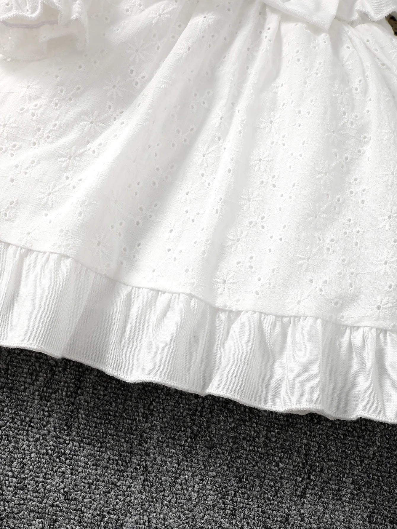 Vestido blanco de broderie con volantes y lazo de para bebé y niña, , vestido de princesa de primavera y otoño, vestido de Bautizo para bebé y niña.