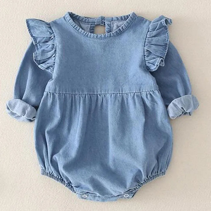 Hermosos mamelucos de mezclilla para bebés, niños y niñas, ropa para hermanos y hermanas, primavera y otoño, mono para niños pequeños