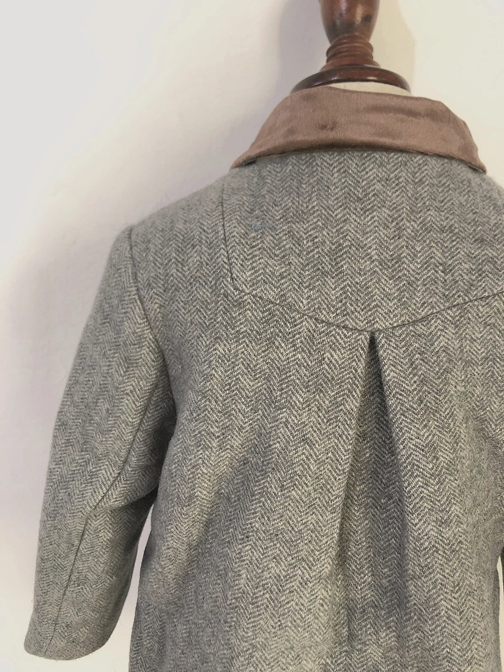 Abrigo de lana gris con estampado de espiga para niño, abrigo de invierno de boutique, Chaqueta acolchada cálida estilo británico