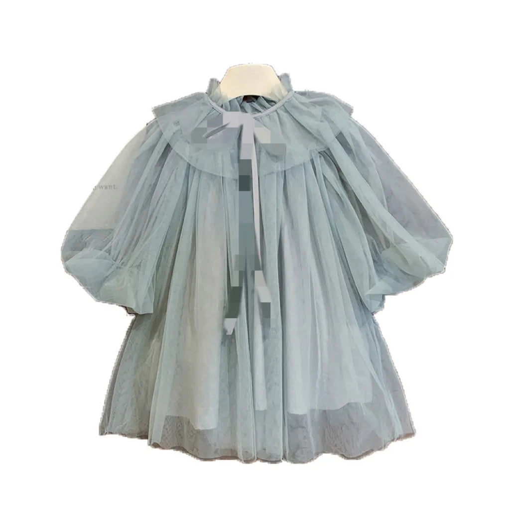 Vestido de princesa de algodón para niñas, con mangas largas y burbujas, de gasa, para niñas de 2 a 8 años